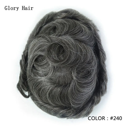 0.12-0.14mm Injected Male Hair Prosthesis Injection Thin Skin Toupee Man Wigs Human Hair Men's Capillary Prothesis For Hair Loss