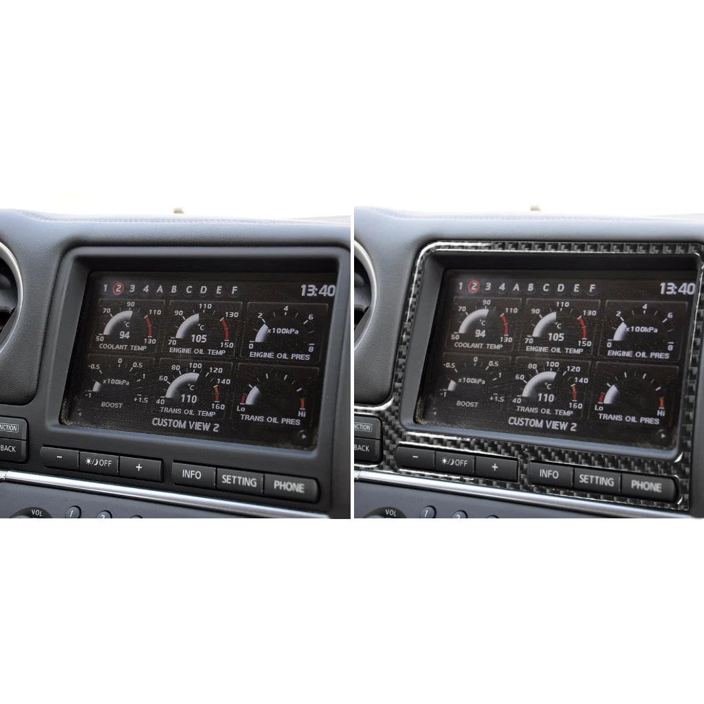For Nissan GTR R35 2008-2016 Accessories Carbon Fiber Car Interior Navigation Display Surround Frame Cover Trim Sticker