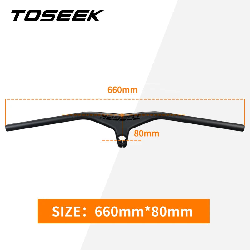 TOSEEK Handlebars MTB Bicycle Integrated Handlebar and Stem -17 Degrees Carbon Fibre Handle Bar Mountain Bike Parts 28.6mm