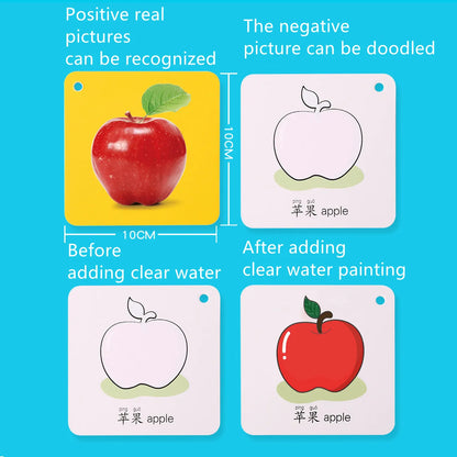 New Montessori Reusable Magic Water Drawing Book for Kids Coloring Picture Card Recognition Painting Board Educational Toys