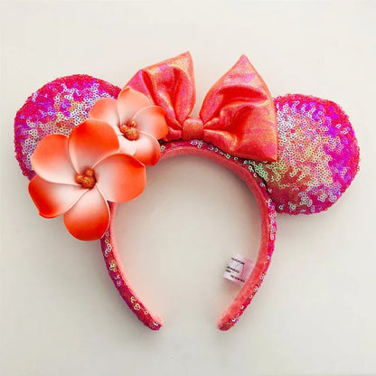 Disney Princess Minnie Ears Headband Big Sequin Bows EARS COSTUME Headband Cosplay Plush Adult/Kids Headband Gift