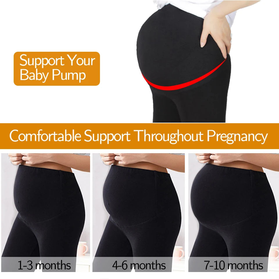 High Waist Pregnancy Leggings Skinny Maternity Clothes for Pregnant Women Belly Support Knitted Leggins Body Shaper Trousers