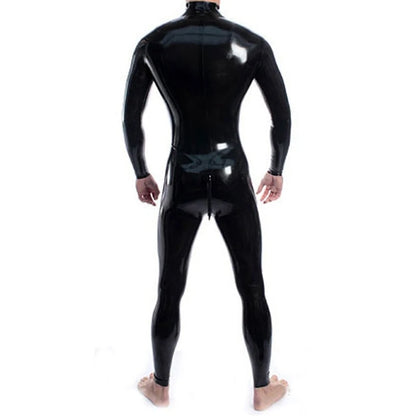 Sexy Coverall Bodysuit Adult Latex Rubber Catsuit For Men and Women Unisex Suit with Double Shoulder and Crotch Zipper