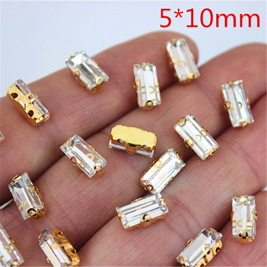 30pcs/Bag High Quality Mixed Gold Bottom Crystal Clear Glass Sew On Claw Rhinestones,DIY Wedding Dress Decoration Accessories