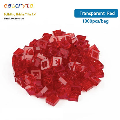 Aquaryta 1000pcs Building Bricks Thin 1X1 Bulk Compatible With Logo 3024 Educational Assemblage Construction Toys Gift for Kids