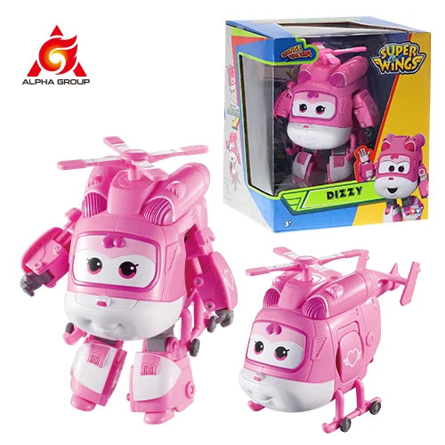 Super Wings 5 Inches Transforming Traver Transforms from Airplane to Robot in 10 Steps Deformation Action Figures Kid Toys Gift