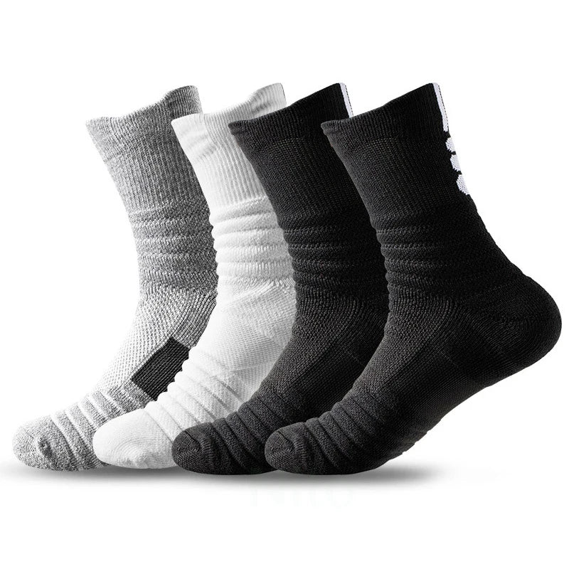 High Socks Men Basketball Sport Socks Breathable Running Cycling Soccer Hiking Black Athletic Cotton Sock Men Winter Warm Socks
