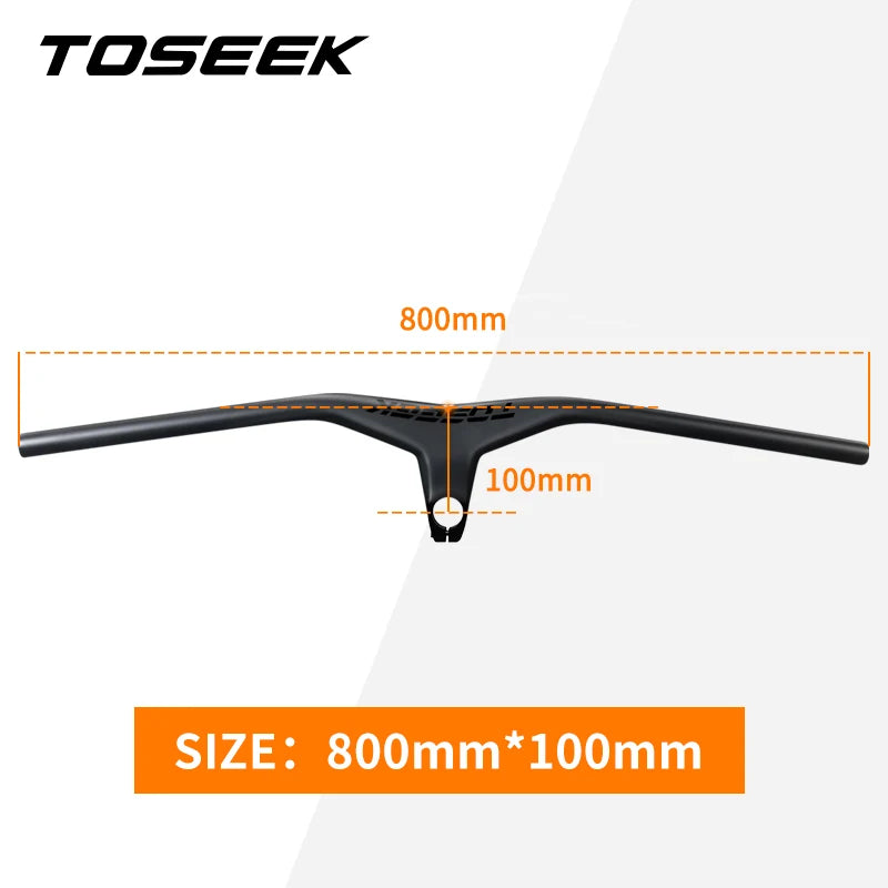 TOSEEK Handlebars MTB Bicycle Integrated Handlebar and Stem -17 Degrees Carbon Fibre Handle Bar Mountain Bike Parts 28.6mm
