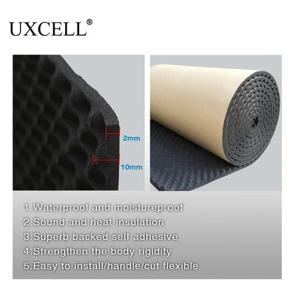 UXCELL 200cmx50cm 100x50cm Sound Deadener Insulation Mat Noise Heat Shield Insulation Automotive Deadening Foam Cotton Sound