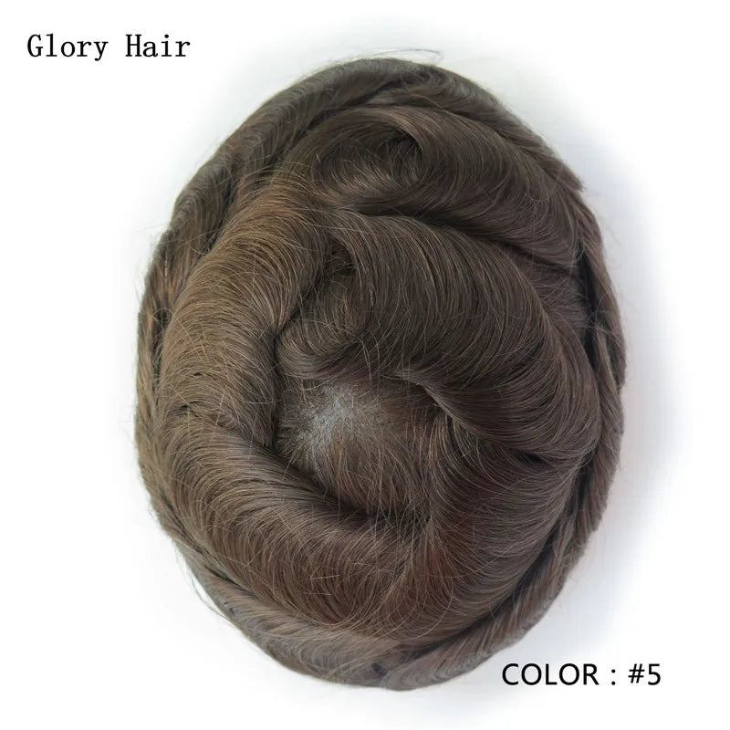 0.12-0.14mm Injected Male Hair Prosthesis Injection Thin Skin Toupee Man Wigs Human Hair Men's Capillary Prothesis For Hair Loss