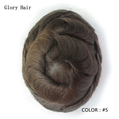 0.12-0.14mm Injected Male Hair Prosthesis Injection Thin Skin Toupee Man Wigs Human Hair Men's Capillary Prothesis For Hair Loss