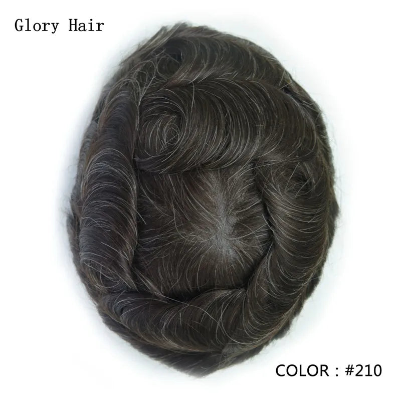 0.12-0.14mm Injected Male Hair Prosthesis Injection Thin Skin Toupee Man Wigs Human Hair Men's Capillary Prothesis For Hair Loss