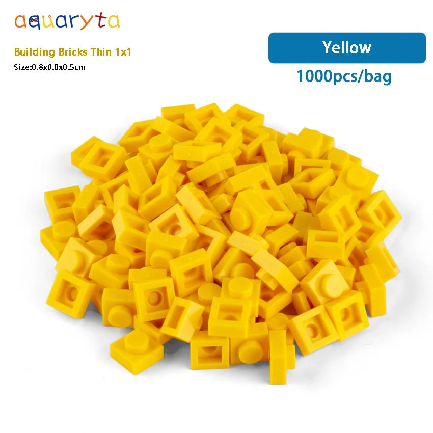 Aquaryta 1000pcs Building Bricks Thin 1X1 Bulk Compatible With Logo 3024 Educational Assemblage Construction Toys Gift for Kids