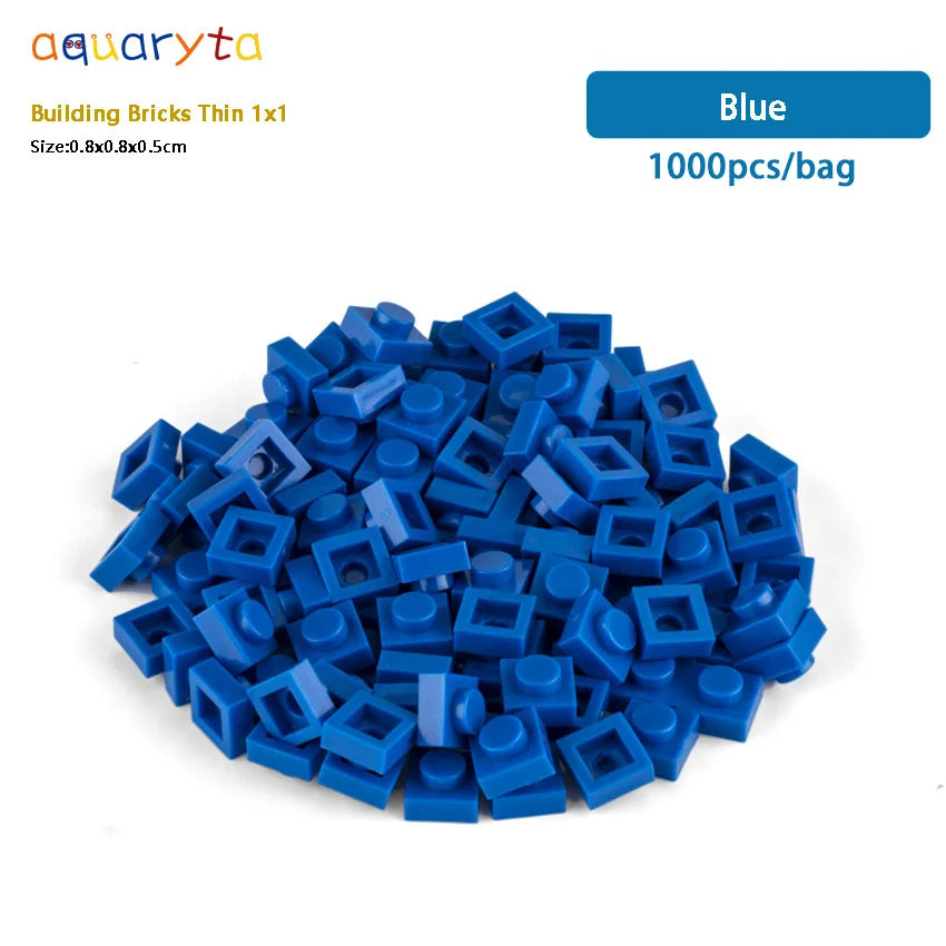 Aquaryta 1000pcs Building Bricks Thin 1X1 Bulk Compatible With Logo 3024 Educational Assemblage Construction Toys Gift for Kids