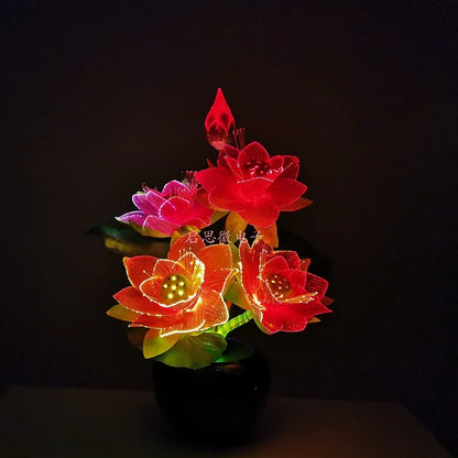 Led Flower Lights Lotus Light Fiber Optic Lights Buddha Lamp Fo Lamp Novelty Artistic Optical Fiber Flower