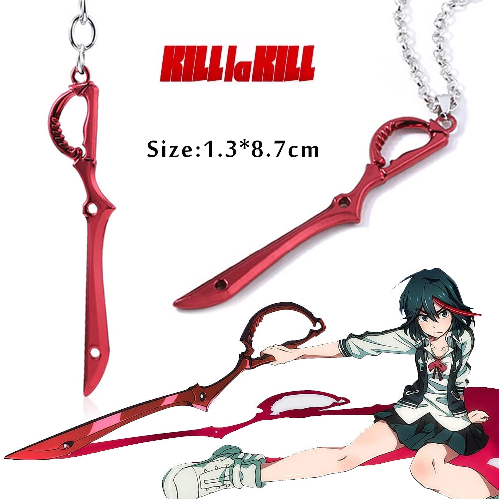 Anime KILL la KILL Key Chains Matoi Ryuko Mini Metal Red Scissor Blade Weapon Pendants Keyring Men Car Accessories