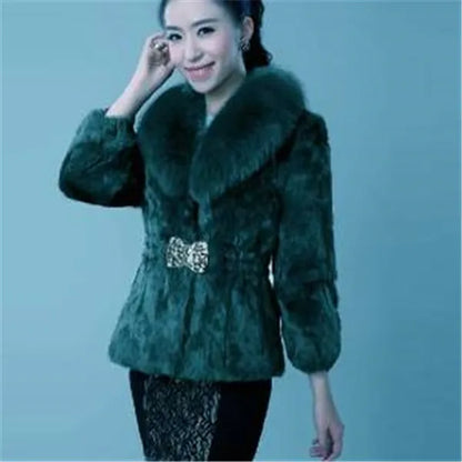 New Short Fur Coat Women Jacket 2024 Autumn Winter Imitation Rabbit Hair Short Korean Loose Thin Large Fur Collar Women Coat