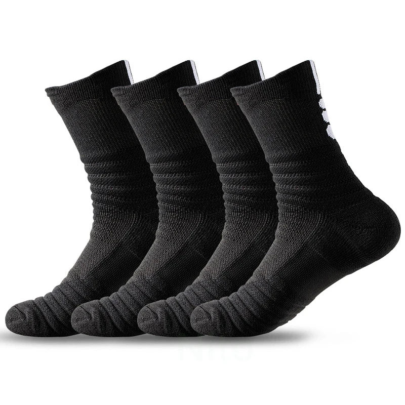High Socks Men Basketball Sport Socks Breathable Running Cycling Soccer Hiking Black Athletic Cotton Sock Men Winter Warm Socks