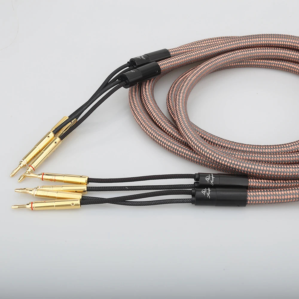 Hifi Speaker Cable Pure Copper Audio Wire with Gold-Plated Banana Plug for Enhanced Sound Quality