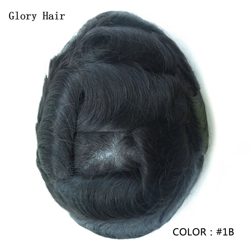 0.12-0.14mm Injected Male Hair Prosthesis Injection Thin Skin Toupee Man Wigs Human Hair Men's Capillary Prothesis For Hair Loss
