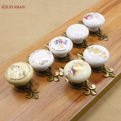 LSTABAN New Chinese Modern Simple Drawer Cupboard Wardrobe Wine Cabinet Bookcase Ceramic Single Hole Zinc Alloy Round Handle