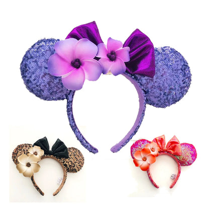 Disney Princess Minnie Ears Headband Big Sequin Bows EARS COSTUME Headband Cosplay Plush Adult/Kids Headband Gift