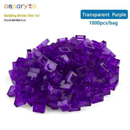 Aquaryta 1000pcs Building Bricks Thin 1X1 Bulk Compatible With Logo 3024 Educational Assemblage Construction Toys Gift for Kids