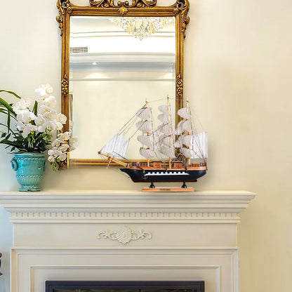 Creative Wooden LED Sailboat Sailing Boat Vessel Model Home Decor Mediterranean Style Home Decoration Decor Accessories Gift