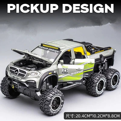 1:28 X-Class 6*6 Wheel Alloy Pickup Car Model Diecast & Toy Metal Off-road Vehicles Car Model High Simulation Childrens Toy Gift