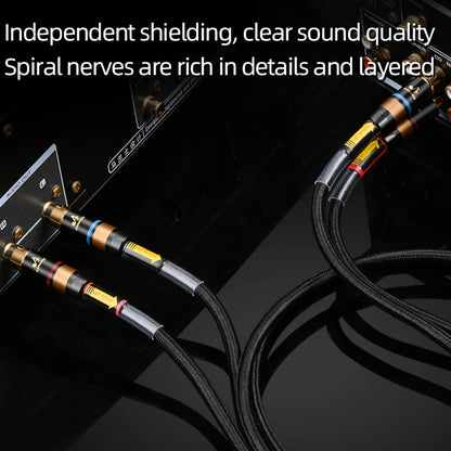 One Pair HIFI RCA Cable HiFi Main Core Independent Shielding RCA to RCA Audio Cable 6N OFC Audio Cable
