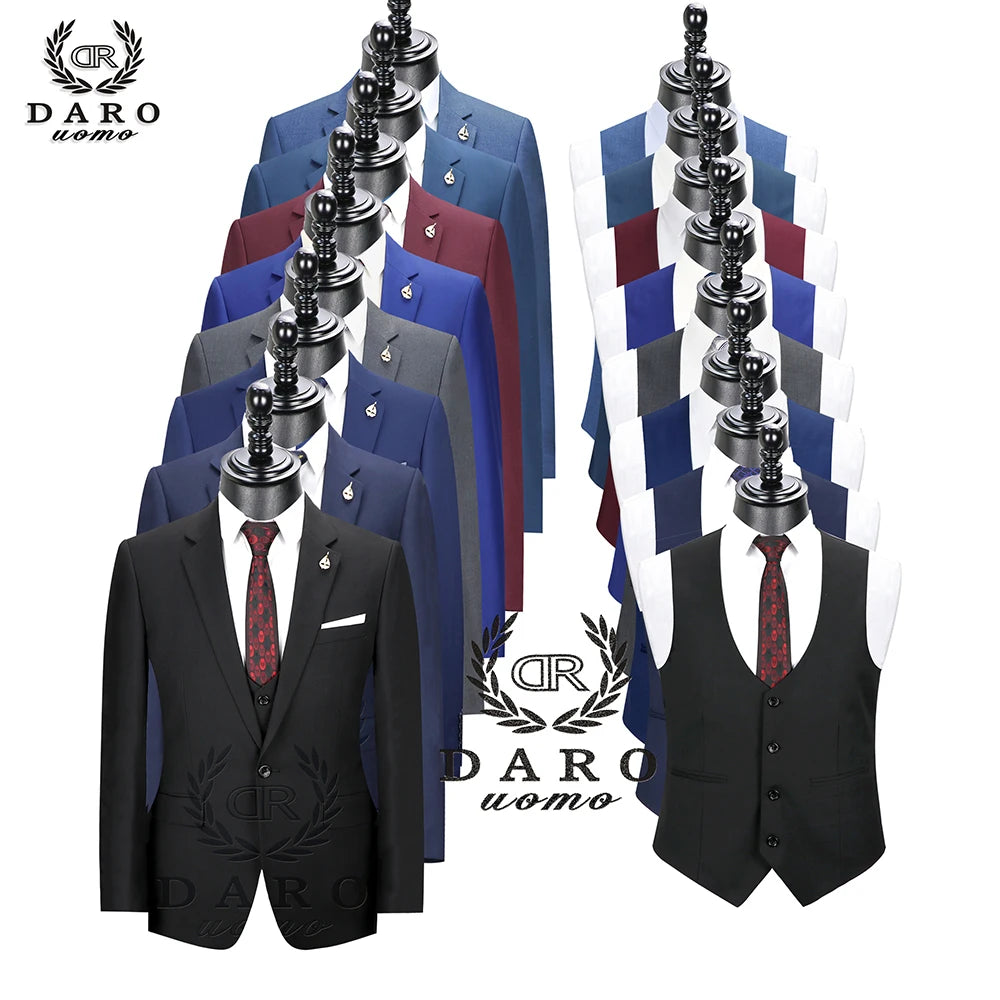 2026 DR DARO UOMO Men Suits Slim Fit for Business Work and Wedding Wear 3Pcs Set DRV6158