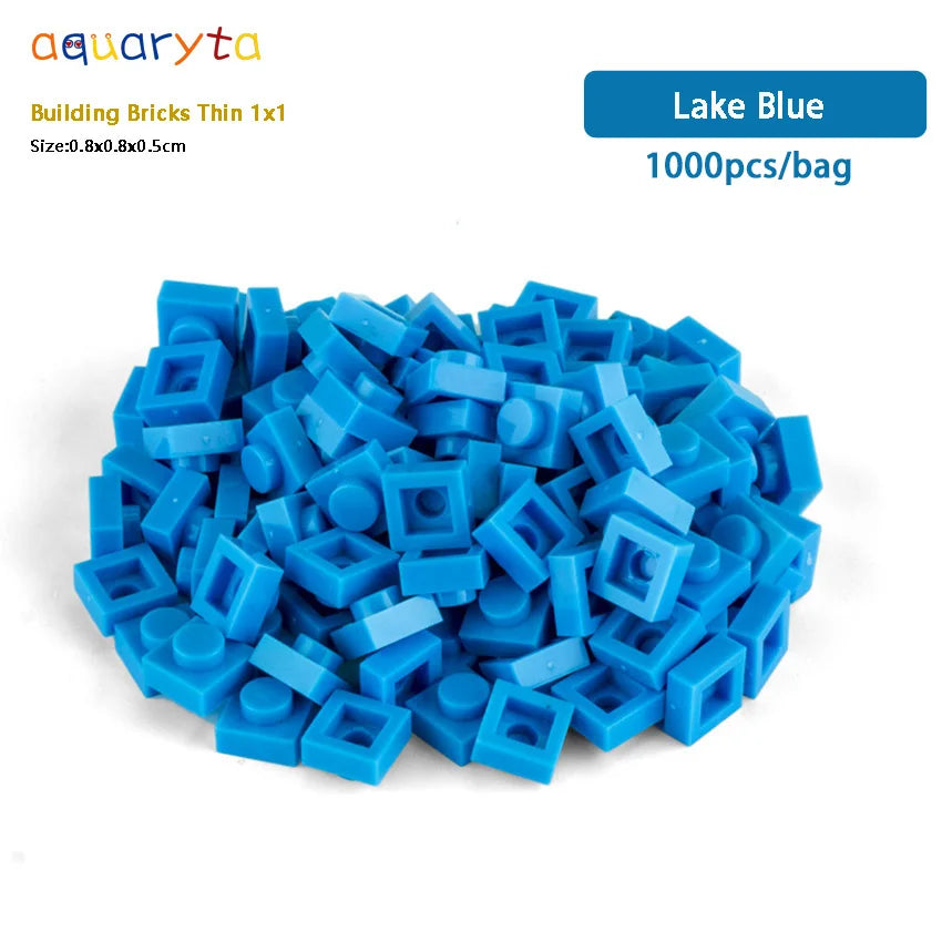 Aquaryta 1000pcs Building Bricks Thin 1X1 Bulk Compatible With Logo 3024 Educational Assemblage Construction Toys Gift for Kids