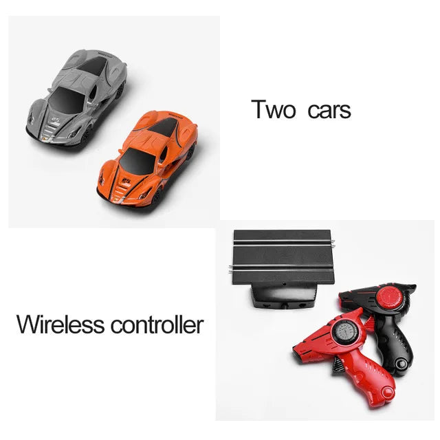 Electric Powered Slot Car Racing Kids Toy Race Track Set Includes 2 Hand Controllers Featuring 1:43 Scale