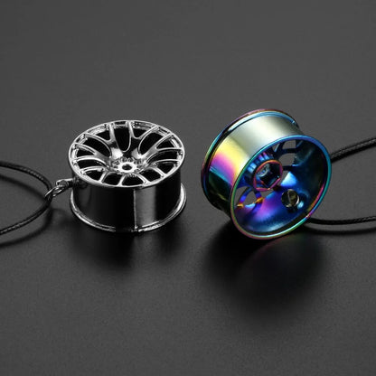 Car Ornament Pendant Metal Wheel Hub Flywheel Hanging Hip-hop Auto Interior Rear View Mirror Decoration Dangle Trim Accessories