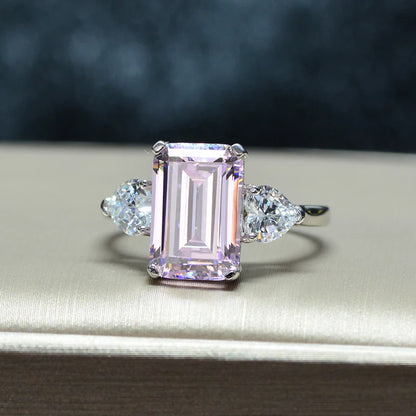 OEVAS 7 Carats High Carbon Diamond Sparkling Zircon Wedding Rings For Women Top Quality 100% 925 Sterling Silver Party Jewelry