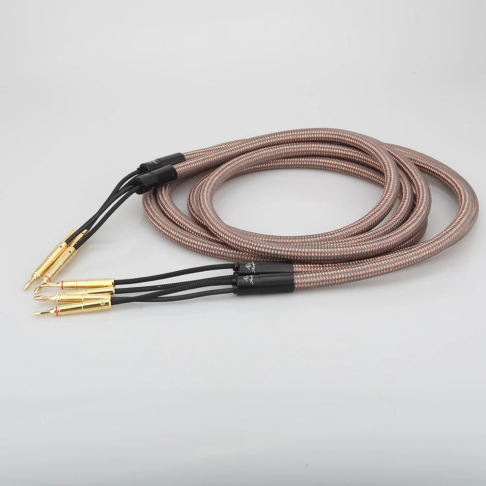 Hifi Speaker Cable Pure Copper Audio Wire with Gold-Plated Banana Plug for Enhanced Sound Quality