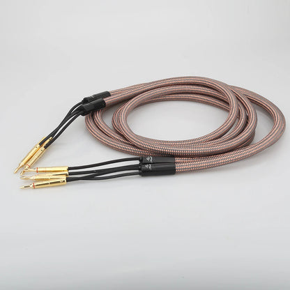 Hifi Speaker Cable Pure Copper Audio Wire with Gold-Plated Banana Plug for Enhanced Sound Quality