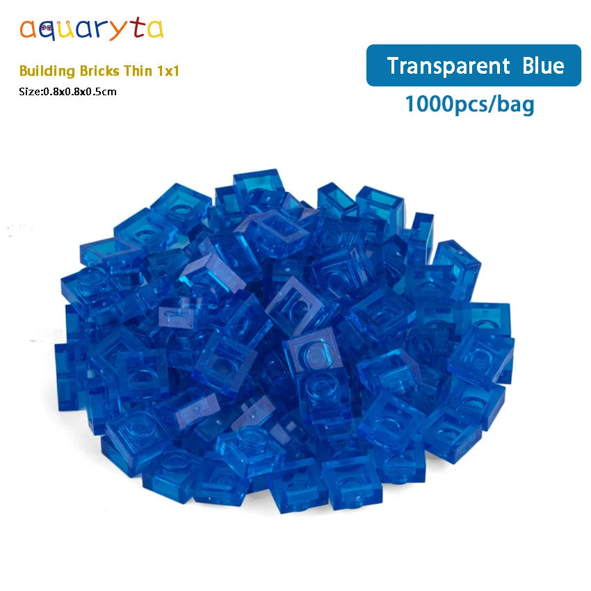 Aquaryta 1000pcs Building Bricks Thin 1X1 Bulk Compatible With Logo 3024 Educational Assemblage Construction Toys Gift for Kids