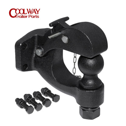 Matte Black Pintle Hook Hitch 2"  50mm Ball Towing Heavy Duty 5 TON Car Towbar RV Parts Camper Caravan Motorhome Accessories