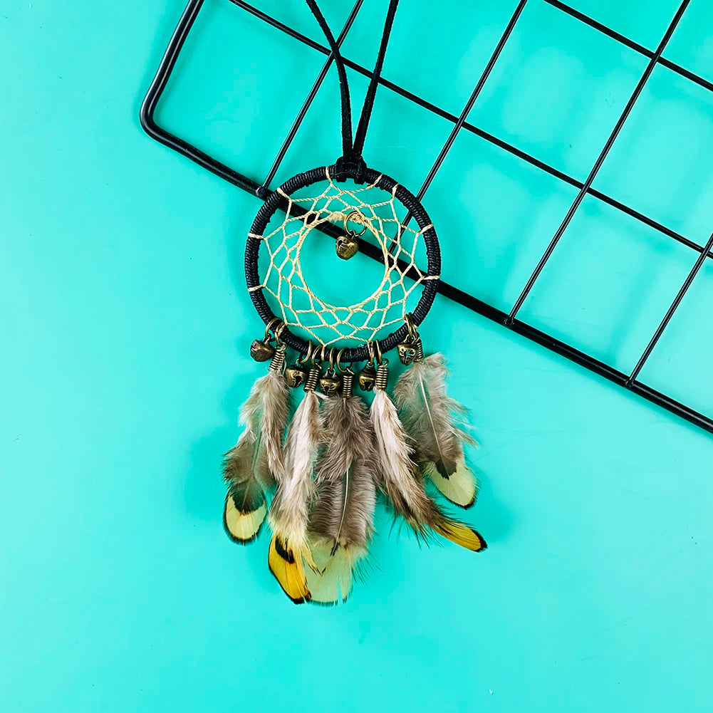 Indian Style Bell Feather Dream Catcher Wall Car Hanging Decoration Wind Chimes Girls Kids Aesthetic Room Decor Accessories Gift