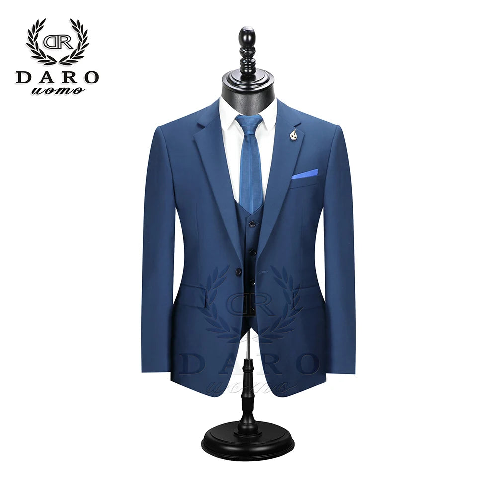2026 DR DARO UOMO Men Suits Slim Fit for Business Work and Wedding Wear 3Pcs Set DRV6158