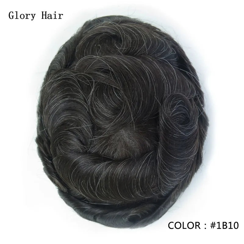 0.12-0.14mm Injected Male Hair Prosthesis Injection Thin Skin Toupee Man Wigs Human Hair Men's Capillary Prothesis For Hair Loss