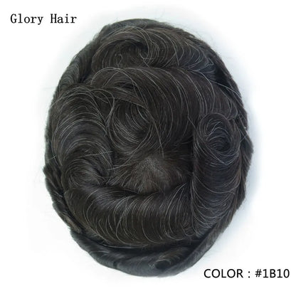 0.12-0.14mm Injected Male Hair Prosthesis Injection Thin Skin Toupee Man Wigs Human Hair Men's Capillary Prothesis For Hair Loss