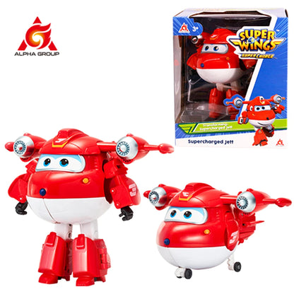 Super Wings 5 Inches Transforming Traver Transforms from Airplane to Robot in 10 Steps Deformation Action Figures Kid Toys Gift
