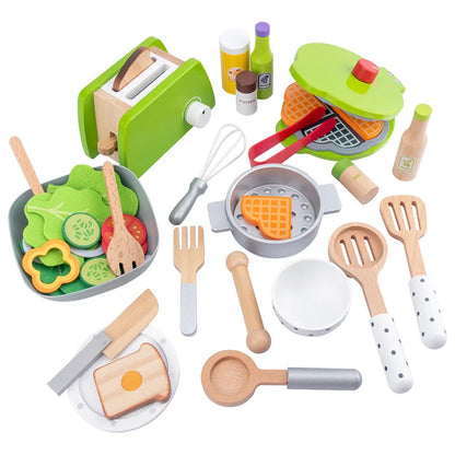 Simulation Wooden Coffee Machine Toaster Machine Food Mixer Wooden Kitchen Pretend Play Toy Baby Early Learning Educational Toys
