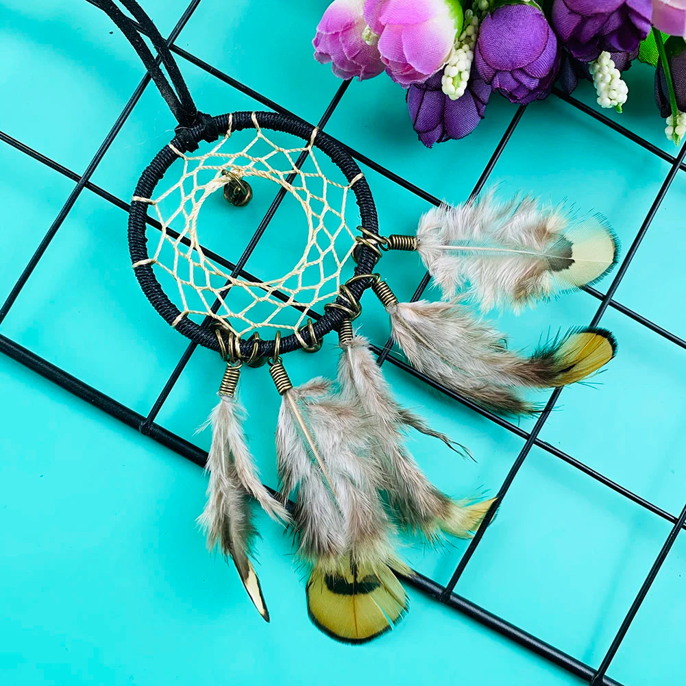 Indian Style Bell Feather Dream Catcher Wall Car Hanging Decoration Wind Chimes Girls Kids Aesthetic Room Decor Accessories Gift