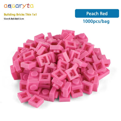 Aquaryta 1000pcs Building Bricks Thin 1X1 Bulk Compatible With Logo 3024 Educational Assemblage Construction Toys Gift for Kids