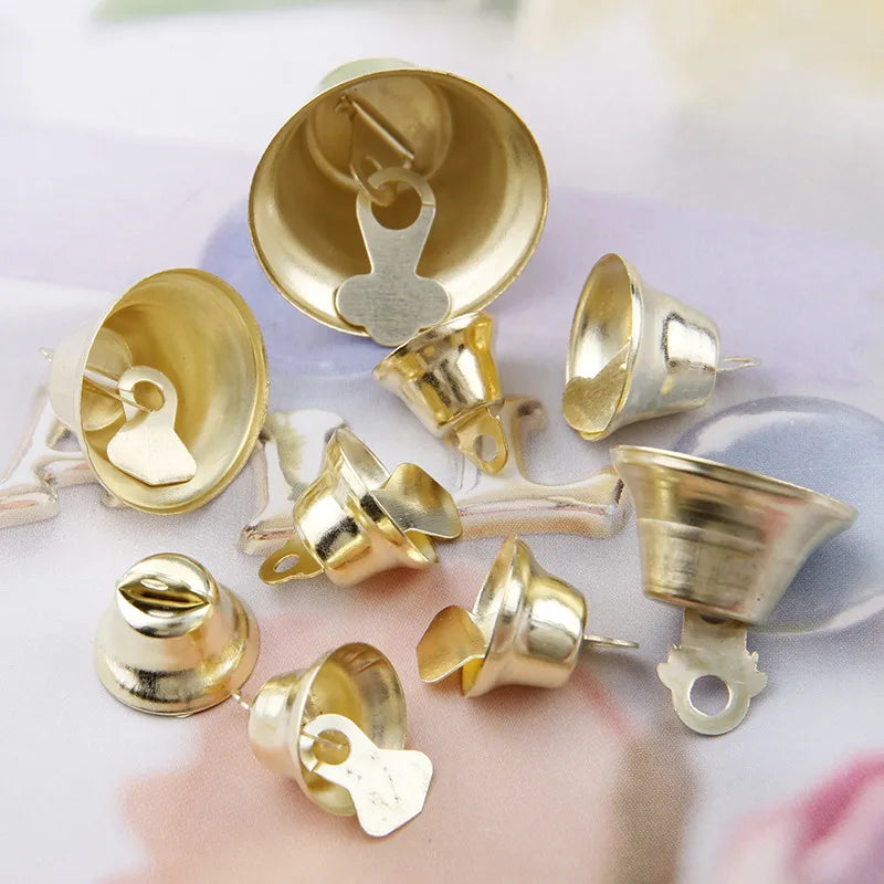 12/14/16/21/26mm Gold Iron Vacuum Christmas Open Jingle Bells Pendant Handmade Party DIY Crafts Accessories