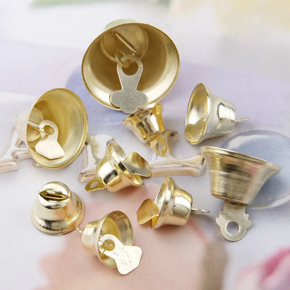 12/14/16/21/26mm Gold Iron Vacuum Christmas Open Jingle Bells Pendant Handmade Party DIY Crafts Accessories