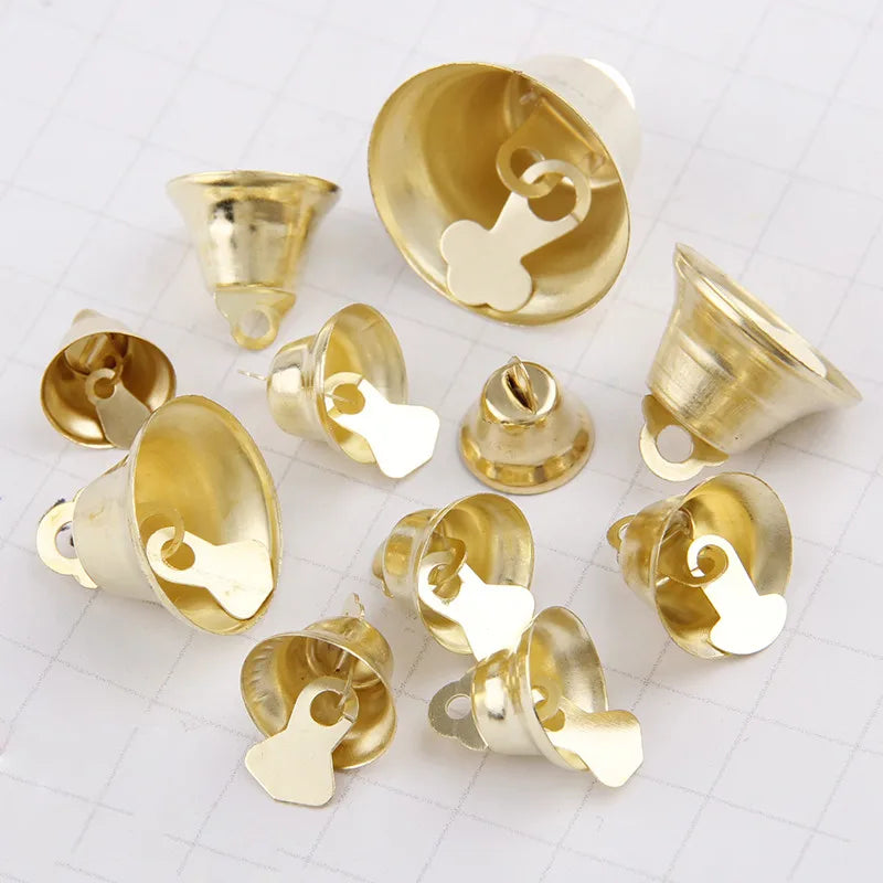 12/14/16/21/26mm Gold Iron Vacuum Christmas Open Jingle Bells Pendant Handmade Party DIY Crafts Accessories